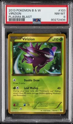 2013 POKEMON B&W PLASMA BLAST #103 VIRIZION PSA 8 - Image 1