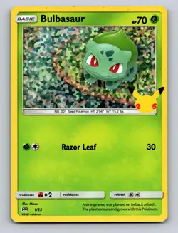 BULBASAUR 001/025 P MCDONALD'S 25TH ANNIVERSARY PROMOS POKEMON HOLO NM - Image 1