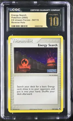 CGC 10 PRISTINE Energy Search Unseen Forces 94/115 Reverse Holo Stamped Pokemon - Image 1