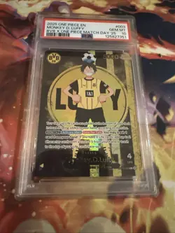 2025 ONE PIECE PROMOS BVB X ONE PIECE MATCH DAY 2025 #003 MONKEY D. LUFFY PSA 10 - Image 1