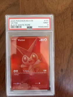 2025 POKEMON BLK EN-BLACK BOLT 171 VICTINI BLACK WHITE RARE PSA 9 - Image 2