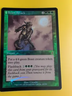 Beast Attack. Instant MTG Card. Odyssey.Old Border FOIL. - Image 3