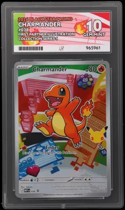Pokemon Graded Card Charmander MEP038 ACE 10 Gem Mint First Partner Illustration - Image 1