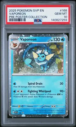 2025 POKEMON SVP EN-SV BLACK STAR PROMO #168 VAPOREON PSA 10 - Image 1