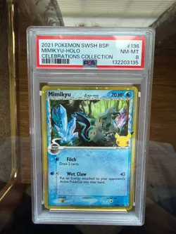 Mimikyu Holo SWSH136 Celebrations Collection Pokemon PSA 8 - Image 1