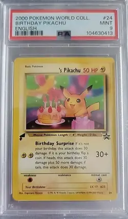 2000 POKEMON PROMO BLACK STAR #24 BIRTHDAY PIKACHU-PSA 9 Non-holo - Image 1