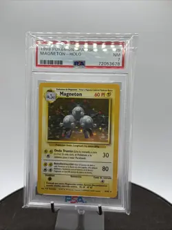 1999 POKEMON BASE SET UNLIMITED #9 MAGNETON-HOLO PSA 7 - Image 1