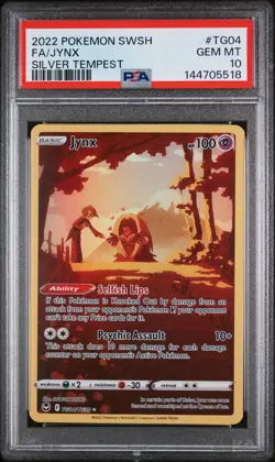 2022 POKEMON SWSH SILVER TEMPEST TG04 FULL ART/JYNX (LOW POP) PSA 10 (FREE S&H) - Image 1