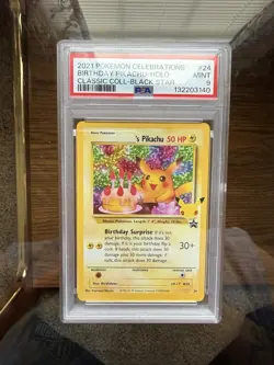 2021 POKEMON CELEBRATIONS CLASSIC COLL #24 BIRTHDAY PIKACHU-HOLO PSA 9 - Image 1