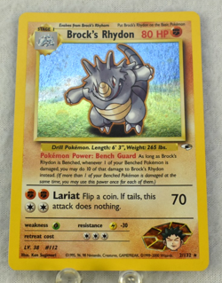 Pokemon TCG Brock's Rhydon 2/132 Gym Heroes Holo Unlimited Rare Vintage 2000 - Image 1