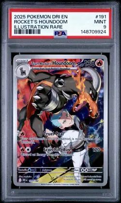2025 POKEMON DRI EN-DESTINED RIVALS #191 TEAM ROCKET'S HOUNDOOM PSA 9 - Image 1