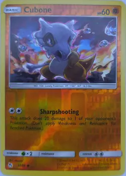 Cubone 37/68 C Hidden Fates Pokemon Reverse Holo LP - Image 2