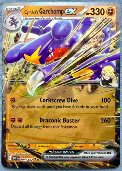 Cynthia's Garchomp ex 104/182 - NM - Pokemon TCG: Sv10: Destined Rivals Holo - Image 1