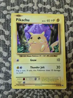 Pikachu Pokemon Card Base Set 60 HP Thunder Jolt - Image 1