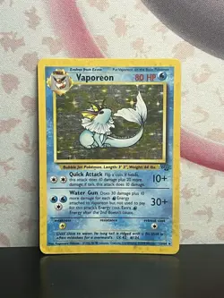 Pokemon TCG Vaporeon 12/64 Jungle Set Holo Rare Card Vintage WOTC 1999 MP - Image 1