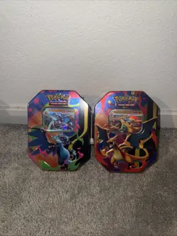 Pokemon TCG Mega Charizard X & Y Tins. BOTH TINS. Brand New & Sealed - Image 1