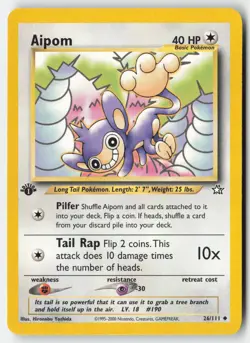 Pokemon - Aipom #026/111 - Neo Genesis 1st Edition - Image 1