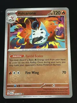 Volcarona 016/086 Pokemon Black Bolt Master Ball Reverse Holo Rare NM - Image 1