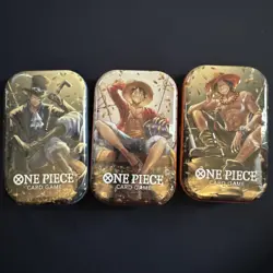 One Piece TCG OP-13 Tin Pack Set Vol. 2 Lot of 3-New/Sealed - Luffy, Sabo, Ace - Image 1