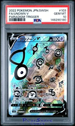 Pokemon Card PSA 10 Unown V 103/098 S12 Paradigm Trigger Alt Art Japanese 2022 - Image 1