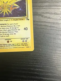 Pokemon TCG Zapdos 15/62 Fossil Set Vintage Holo Rare Card WOTC 1999 MP - Image 5