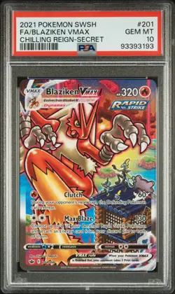 2021 POKEMON SWORD & SHIELD CHILLING REIGN SECRET FULL ART/BLAZIKEN VMAX PSA 10 - Image 1