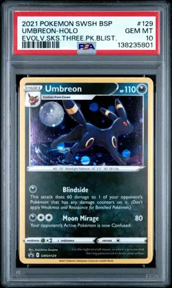 PSA 10 - Umbreon Holo SWSH129 Evolving Sies Three Pack Blister Promo - Pokemon - Image 1