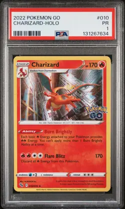 Charizard Holo PSA 1 2022 Pokemon Go #010 POP 2 - Image 1