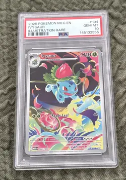 2025 Pokemon Mega Evolution Ivysaur Illustration Rare #134 PSA 10 Gem Mint - Image 1