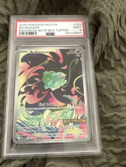 2025 POKEMON MEG EN-MEGA EVOLUTION #133 BULBASAUR ENHANCED BSTR BOX TOPPER PSA 9 - Image 1