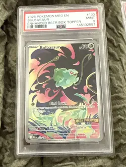 2025 POKEMON MEG EN-MEGA EVOLUTION #133 BULBASAUR ENHANCED BSTR BOX TOPPER PSA 9 - Image 2