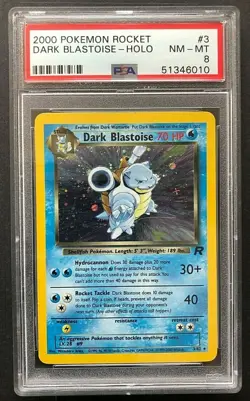 2000 Pokemon Rocket Dark Blastoise Holo PSA 8 Mint 3/82 Rare Vintage Card No 3 - Image 1