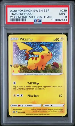 2020 POKEMON SWSH BLACK STAR PROMO #039 PIKACHU-HOLO PSA 9 - Image 1