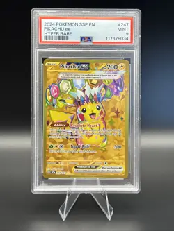 2024 Pokemon SV Surging Sparks Pikachu EX 247/191 Full Art Hyper Rare PSA 9 Mint - Image 1