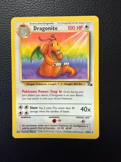 Dragonite 19/62 Rare Unlimited Fossil Pokemon LP Condition - Image 1