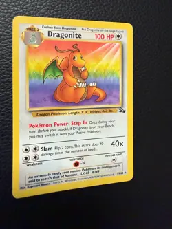 Dragonite 19/62 Rare Unlimited Fossil Pokemon LP Condition - Image 3