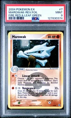 2004 POKEMON EX FIRE RED & LEAF GREEN #7 MAROWAK-REVERSE FOIL PSA 9 - Image 1