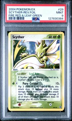 2004 POKEMON EX FIRE RED & LEAF GREEN #29 SCYTHER-REVERSE FOIL PSA 9 - Image 1