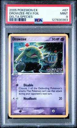 2005 POKEMON EX DELTA SPECIES #67 DROWZEE-REVERSE FOIL PSA 9 - Image 1