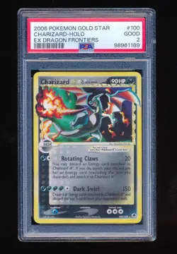 2006 POKEMON EX DRAGON FRONTIERS GOLD STAR #100 CHARIZARD-HOLO PSA 2 - Image 1