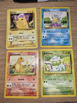 Pokemon Base Set Starter Combo Lot (Bulbasaur, Charmander, Pikachu, Squirtle) - Image 1
