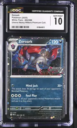 2025 Pokemon Zoroark 062/086 White Flare Stamped Cosmos Holo CGC 10 - Image 1