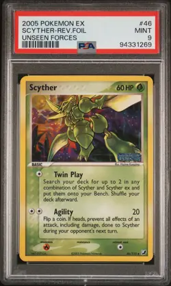 Scyther [Reverse Holo] - Pokemon Unseen Forces #46 PSA 9.0 - Image 1