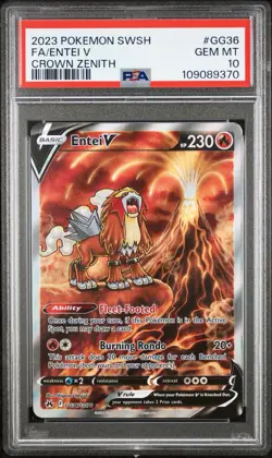 2023 POKEMON SWORD & SHIELD CROWN ZENITH #GG36 FULL ART/ENTEI V PSA 10 - Image 1