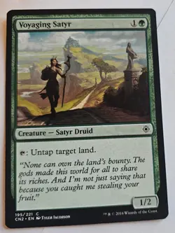 MTG Magic The Gathering Card Voyaging SatyrCreature Satyr Druid Green Conspirac - Image 1