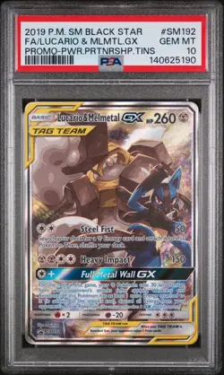 2019 Pokemon TAGTEAM Lucario & Melmetal GX SM192 Sm Holo Gem MT 10 - Image 1