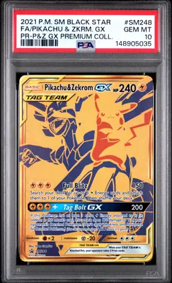 Pikachu & Zekrom GX SM248 Pokemon Black Star Promo Tag Team GEM MINT PSA 10 - Image 1