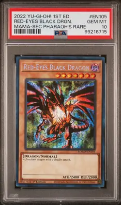 Yugioh - Red-Eyes Black Dragon MAMA-EN105 1st Pharaoh's Secret Rare PSA 10 - Image 1