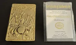1999 Burger King Pokemon Charizard #06 23K Gold Plated Card w/ Case & COA - Image 2