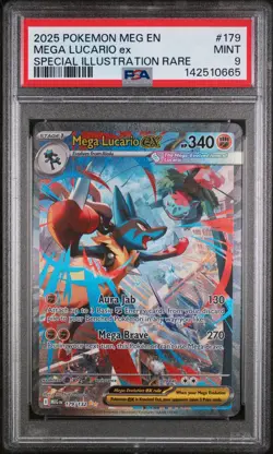 Mega Lucario Ex Pokemon Meg En-Mega Evolution 179 NM PSA 9 - Image 1